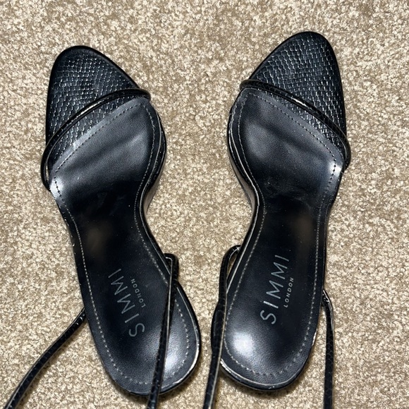 EMILY MILLER TEMPTED BLACK FAUX SNAKE PRINT LACE UP HEELS - Picture 2 of 7